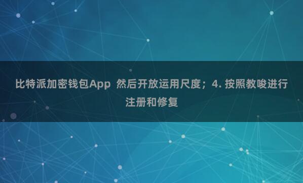 比特派加密钱包App 然后开放运用尺度;4. 按照教唆进行注册和修复