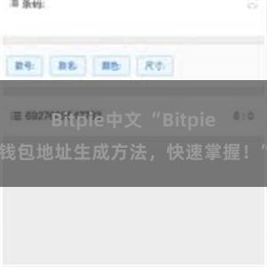 Bitpie中文 “Bitpie钱包地址生成方法，快速掌握！”