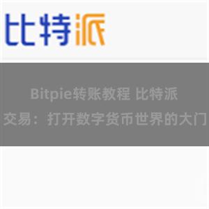 Bitpie转账教程 比特派交易：打开数字货币世界的大门